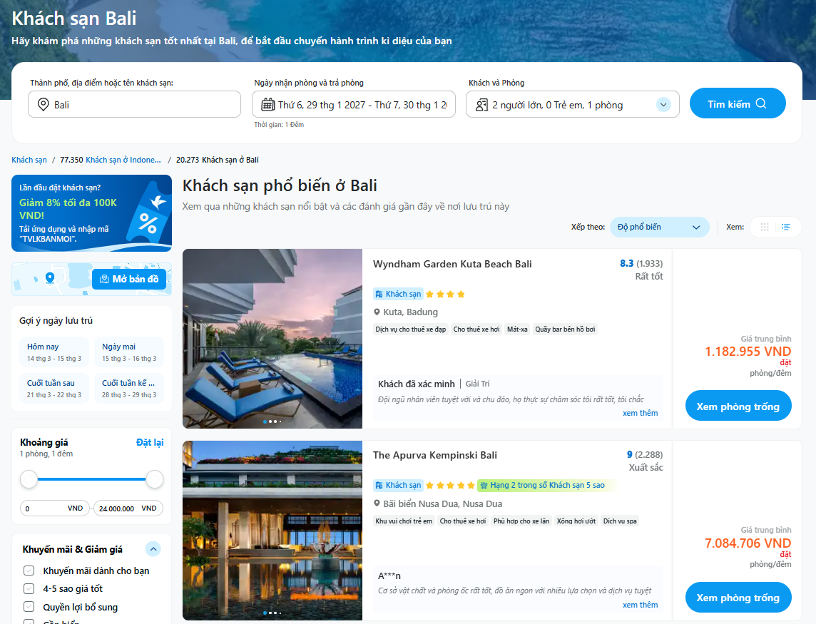 khách sạn Bali ngay trên Traveloka
